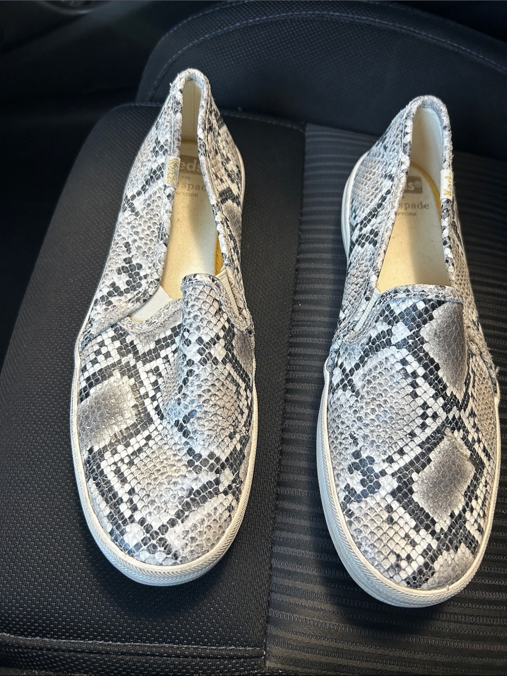 kate spade Gray Snake-Print Slip-On Sneakers